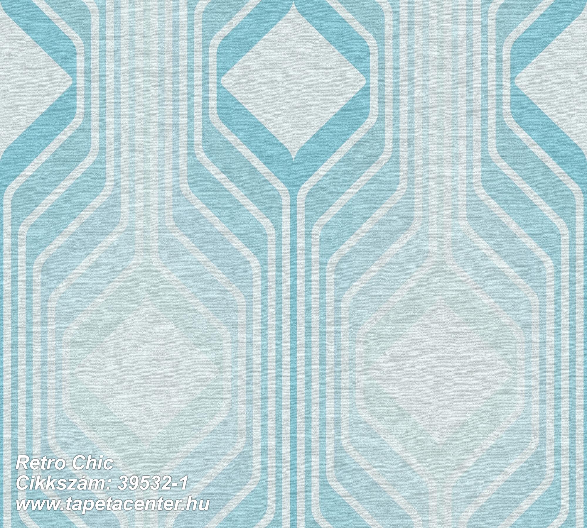 Geometriai mintás,retro,textil hatású,kék,súrolható,vlies tapéta 